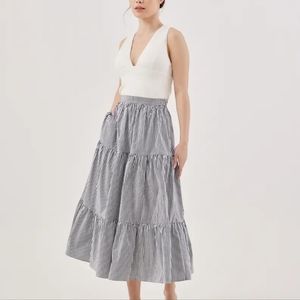 NWT Love Bonito Bertia Striped Tiered Skirt Size Small
